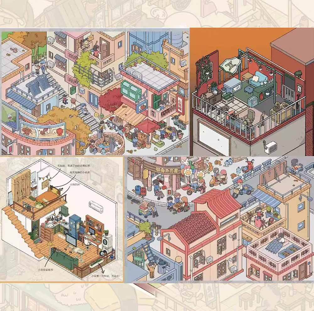 Tiny Town Tales DIY 3D Scene Stickers 4 Cute Miniature Scenes