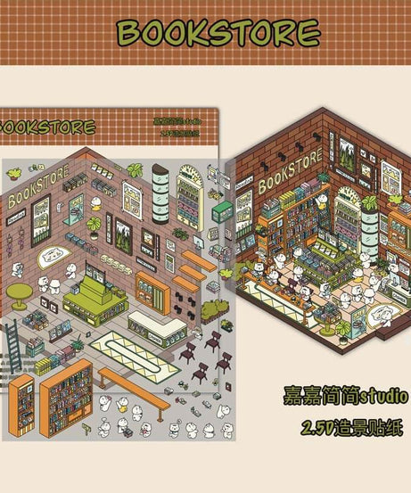 Town Shop DIY 3D Scene Stickers 3 Cute Miniature Scenes