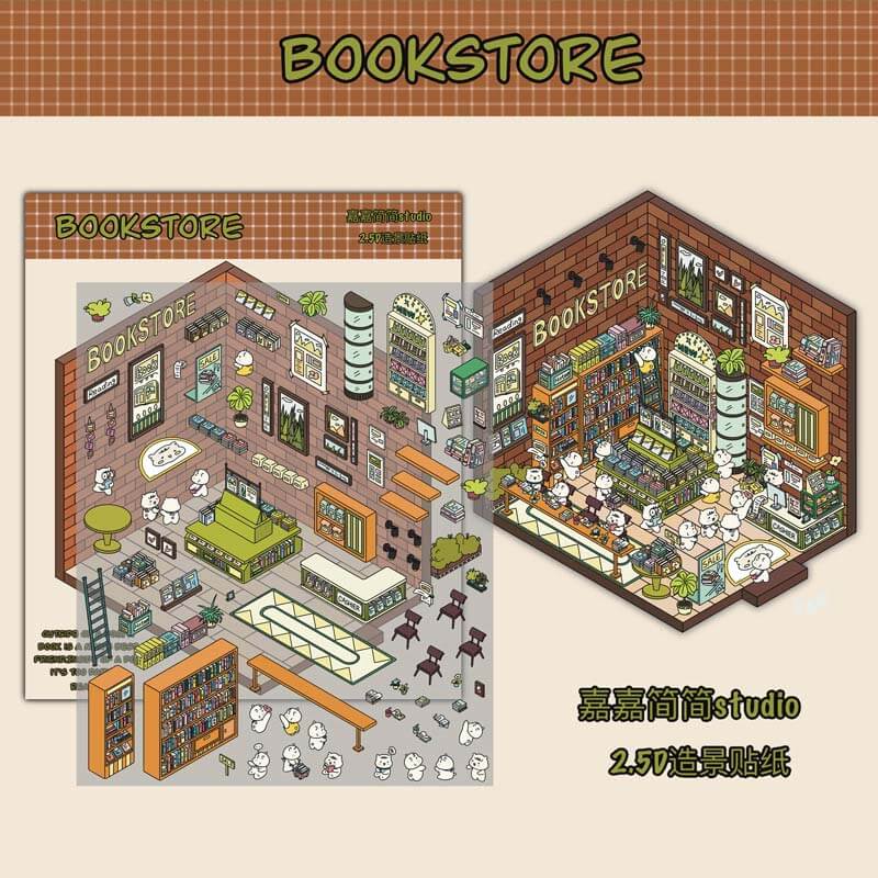 Town Shop DIY 3D Scene Stickers 3 Cute Miniature Scenes