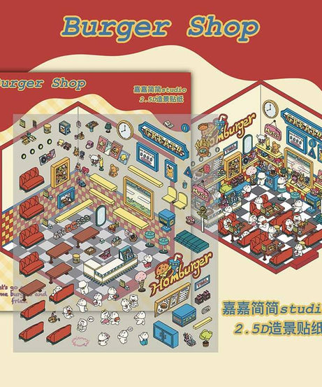 Town Shop DIY 3D Scene Stickers 3 Cute Miniature Scenes
