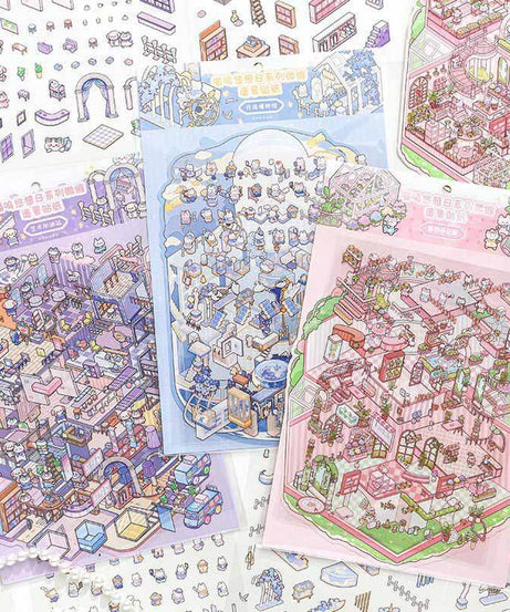 Tranquil Paradise DIY 3D Scene Stickers 3 Cute Miniature Scenes
