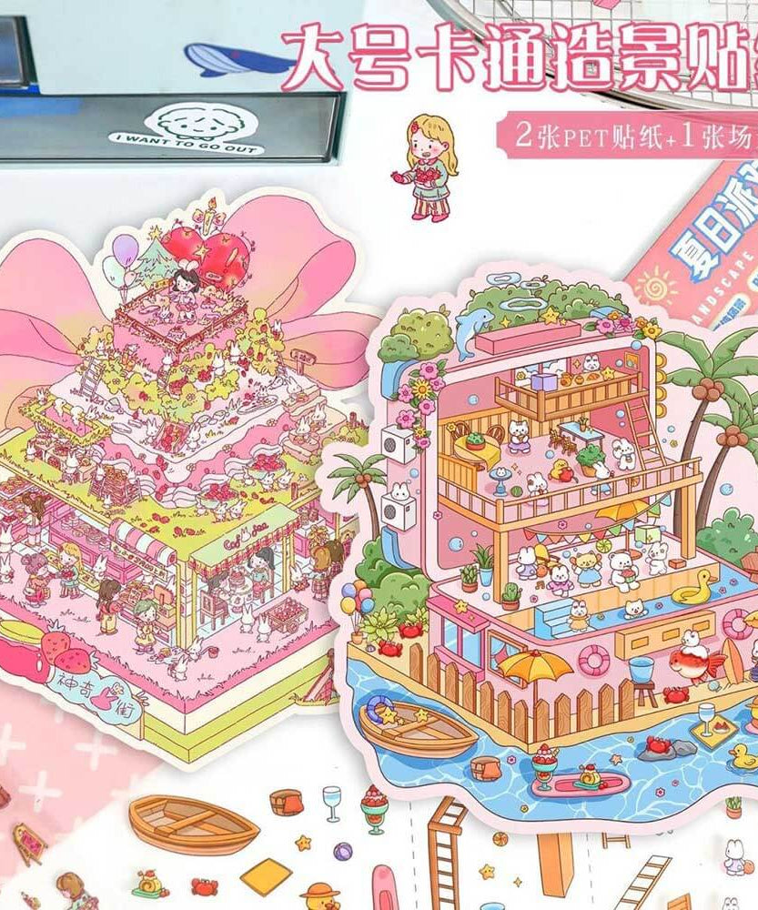 Treat Time DIY 3D Scene Stickers 2 Cute Miniature Scenes