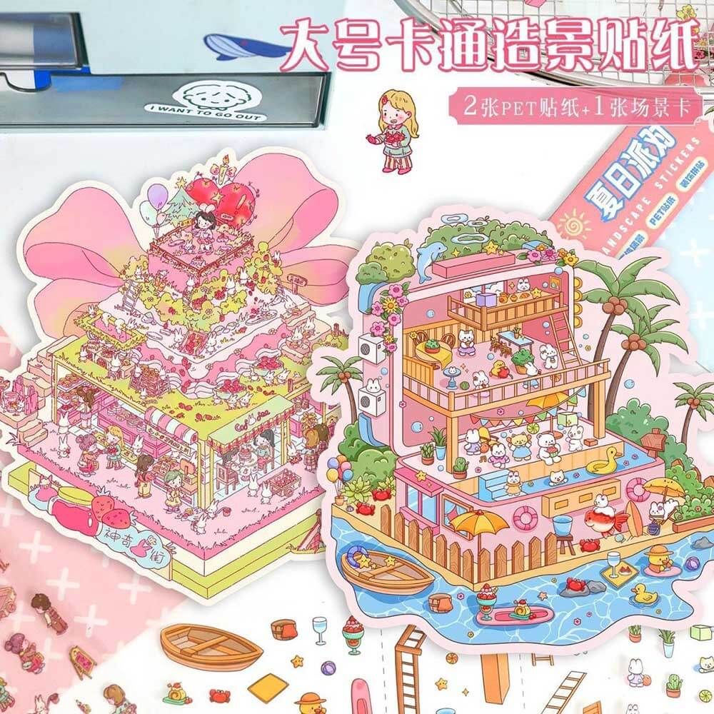 Treat Time DIY 3D Scene Stickers 2 Cute Miniature Scenes