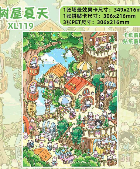 Treehouse Town DIY 3D Scene Stickers 4 Cute Miniature Scenes
