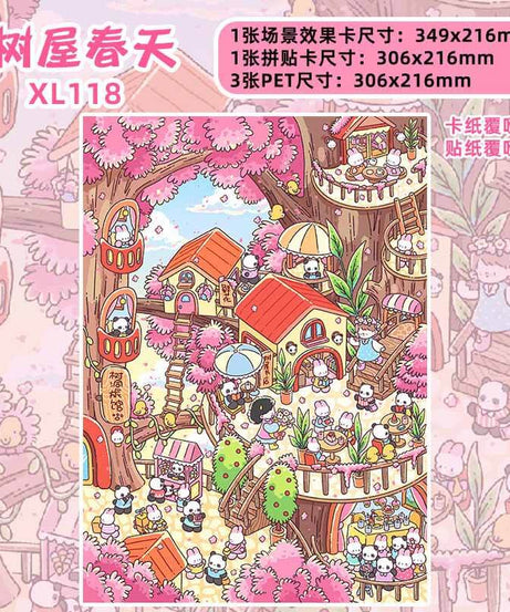 Treehouse Town DIY 3D Scene Stickers 4 Cute Miniature Scenes