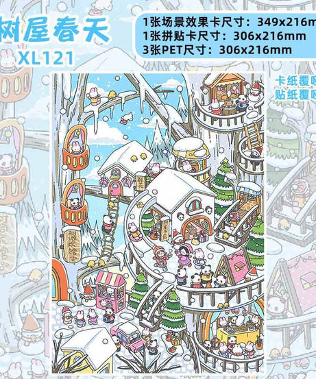 Treehouse Town DIY 3D Scene Stickers 4 Cute Miniature Scenes
