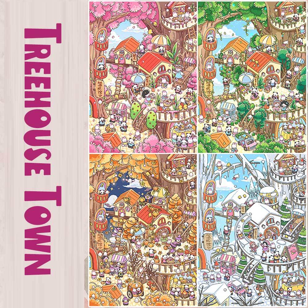 Treehouse Town DIY 3D Scene Stickers 4 Cute Miniature Scenes