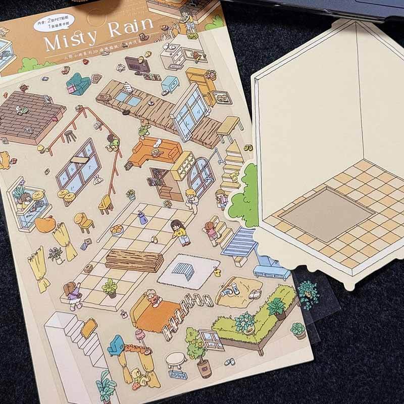 Verses in Mist DIY 3D Scene Stickers 4 Cute Miniature Scenes