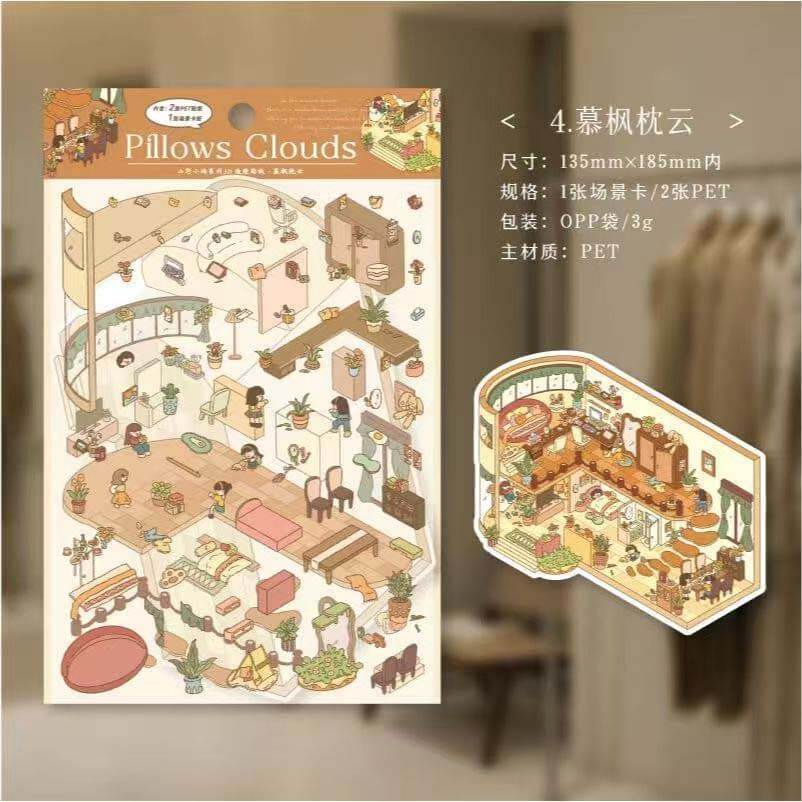 Verses in Mist DIY 3D Scene Stickers 4 Cute Miniature Scenes