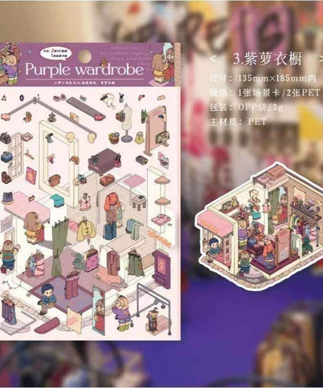 Verses in Mist DIY 3D Scene Stickers 4 Cute Miniature Scenes
