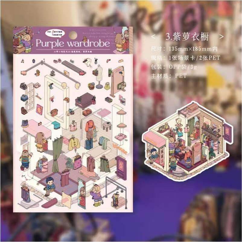 Verses in Mist DIY 3D Scene Stickers 4 Cute Miniature Scenes