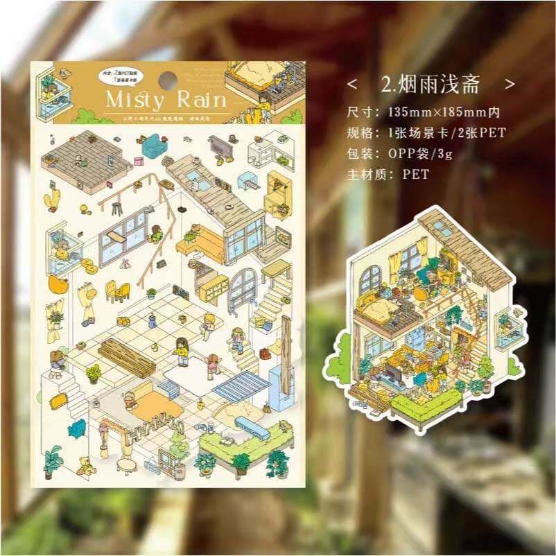 Verses in Mist DIY 3D Scene Stickers 4 Cute Miniature Scenes