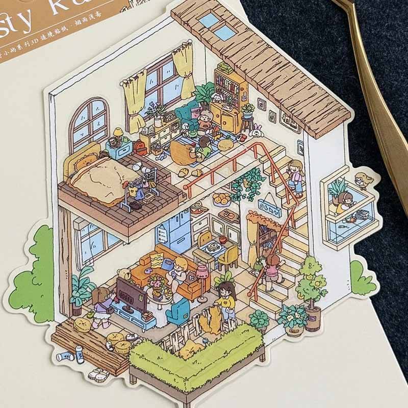 Verses in Mist DIY 3D Scene Stickers 4 Cute Miniature Scenes