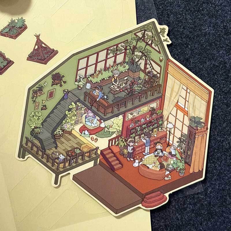 Verses in Mist DIY 3D Scene Stickers 4 Cute Miniature Scenes