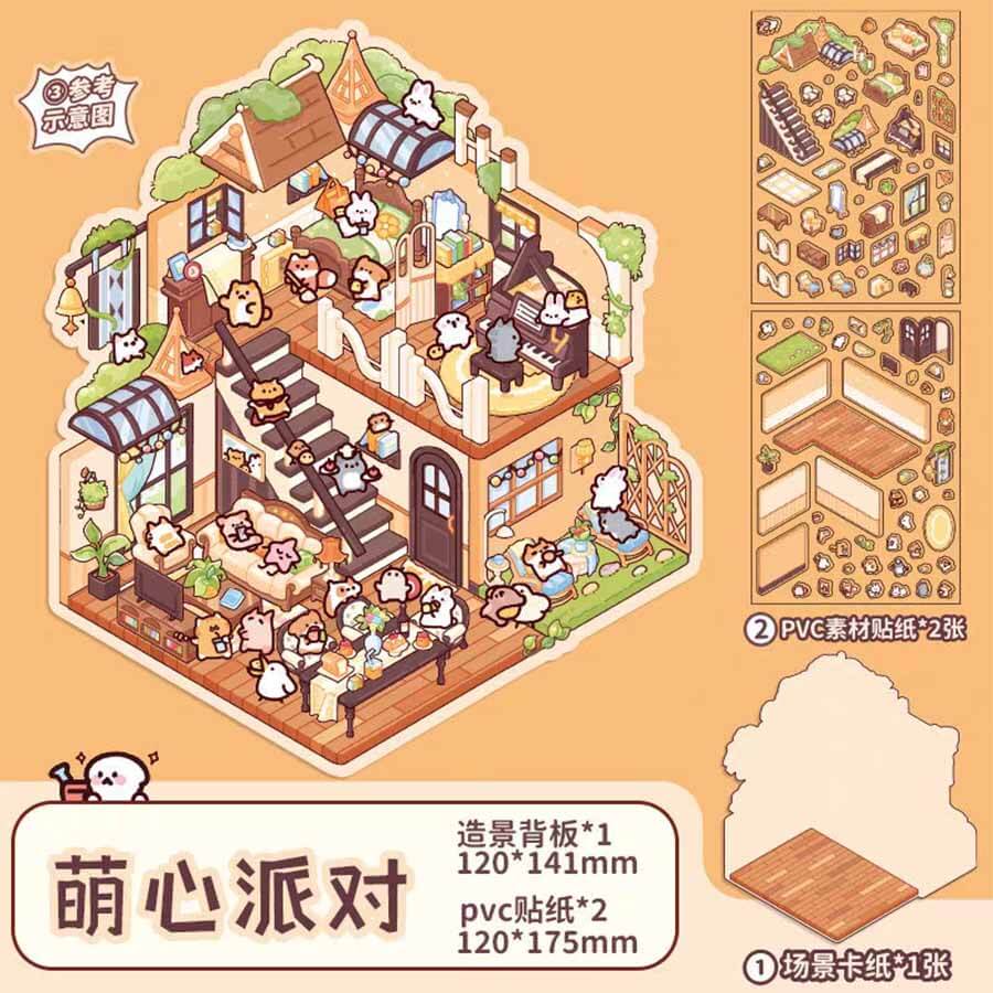 Wonderful Fairy House Collection Scene Stickers 4 Adorable Miniature Scenes