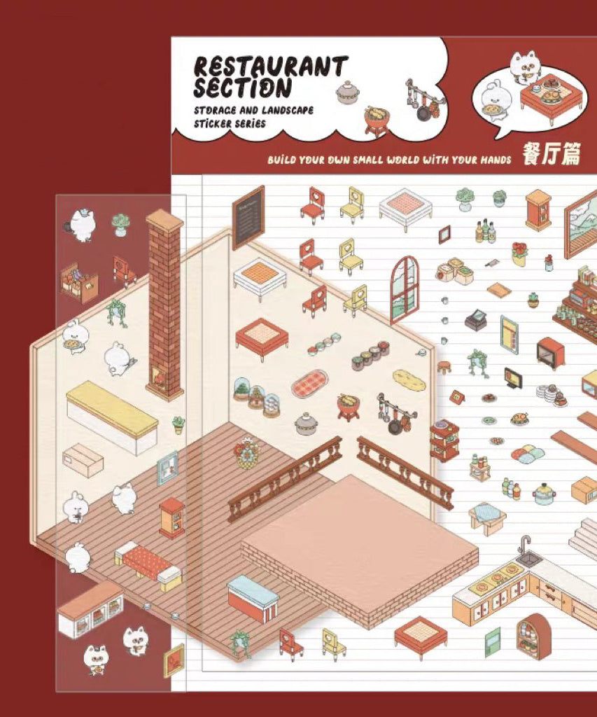 Stickers Scene, Make your Own Apartment|Forest Bookstore|Sushi Bar|Cocoa Cafe