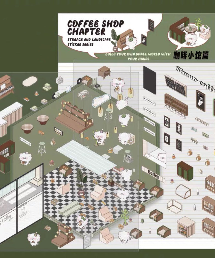 Stickers Scene, Make your Own Warm Home|Music Bar|Hot Spring|Gymnasium