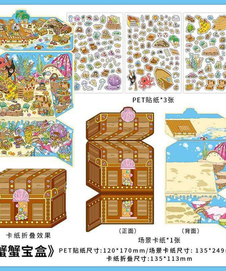 Whimsical Treasures DIY 3D Scene Stickers 4 Cute Miniature Scenes