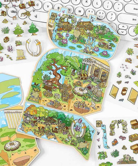 Whimsical Treasures DIY 3D Scene Stickers 4 Cute Miniature Scenes