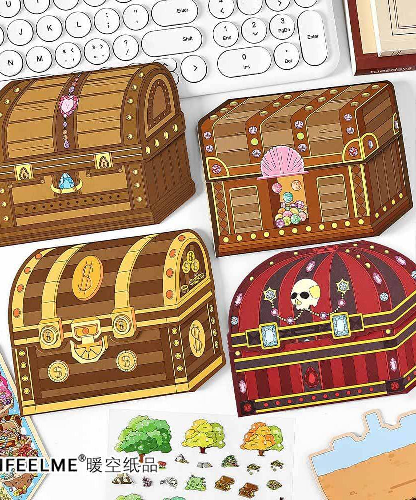 Whimsical Treasures DIY 3D Scene Stickers 4 Cute Miniature Scenes
