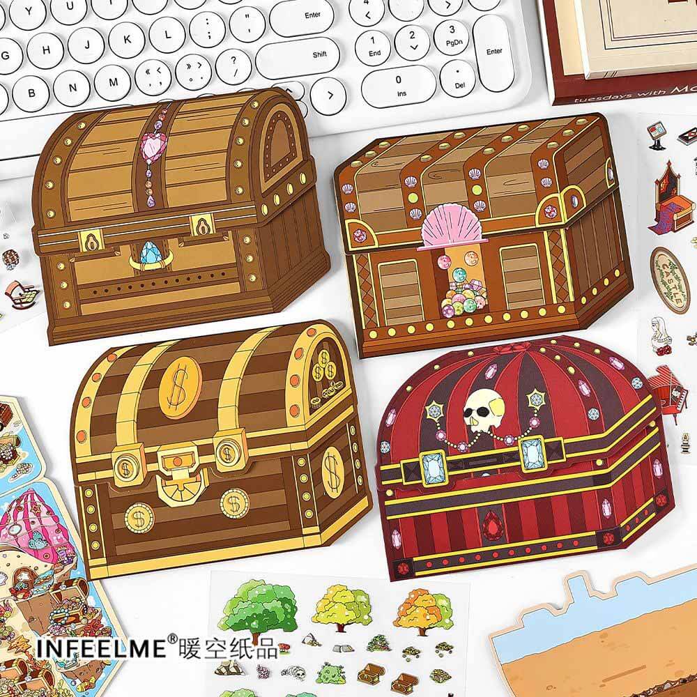 Whimsical Treasures DIY 3D Scene Stickers 4 Cute Miniature Scenes