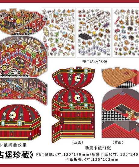 Whimsical Treasures DIY 3D Scene Stickers 4 Cute Miniature Scenes