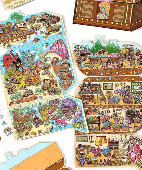 Whimsical Treasures DIY 3D Scene Stickers 4 Cute Miniature Scenes