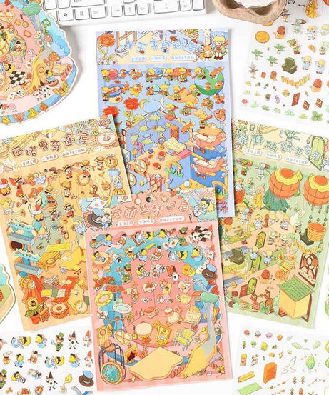 Whimsy Tale Dwellings DIY 3D Scene Stickers 4 Cute Miniature Scenes