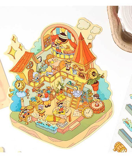 Whimsy Tale Dwellings DIY 3D Scene Stickers 4 Cute Miniature Scenes