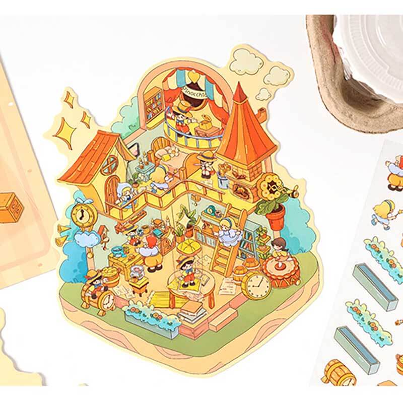 Whimsy Tale Dwellings DIY 3D Scene Stickers 4 Cute Miniature Scenes