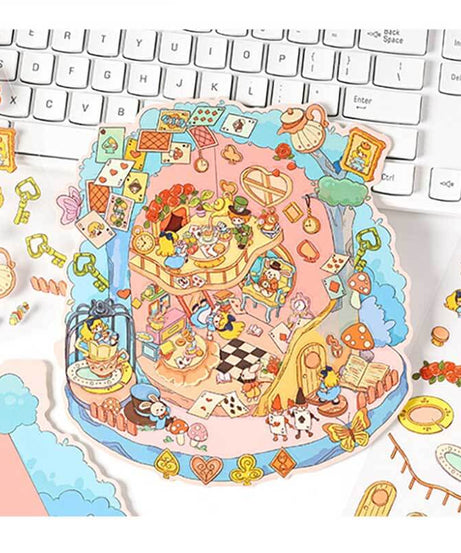Whimsy Tale Dwellings DIY 3D Scene Stickers 4 Cute Miniature Scenes