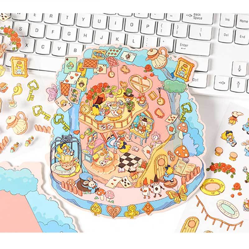 Whimsy Tale Dwellings DIY 3D Scene Stickers 4 Cute Miniature Scenes