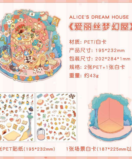 Whimsy Tale Dwellings DIY 3D Scene Stickers 4 Cute Miniature Scenes