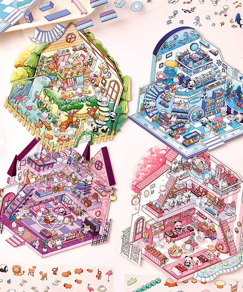 Wonder Spots DIY 3D Scene Stickers 4 Cute Miniature Scenes
