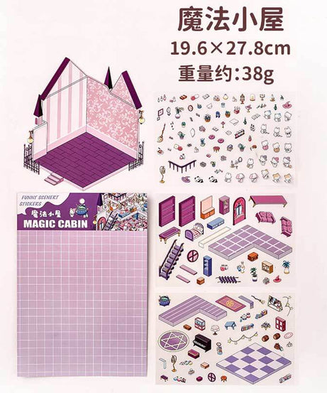 Wonder Spots DIY 3D Scene Stickers 4 Cute Miniature Scenes