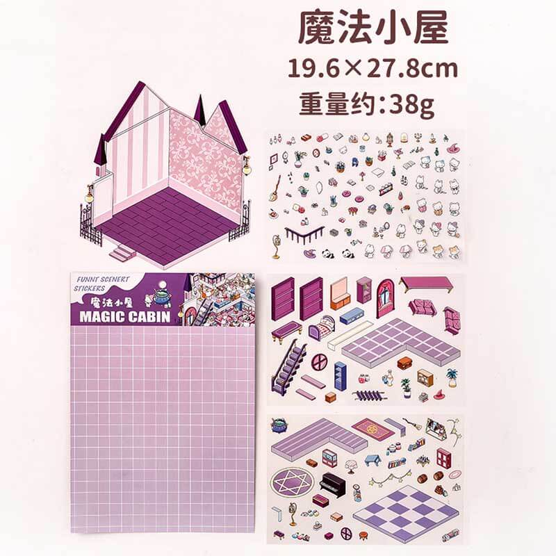 Wonder Spots DIY 3D Scene Stickers 4 Cute Miniature Scenes