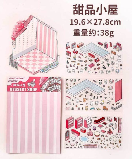 Wonder Spots DIY 3D Scene Stickers 4 Cute Miniature Scenes