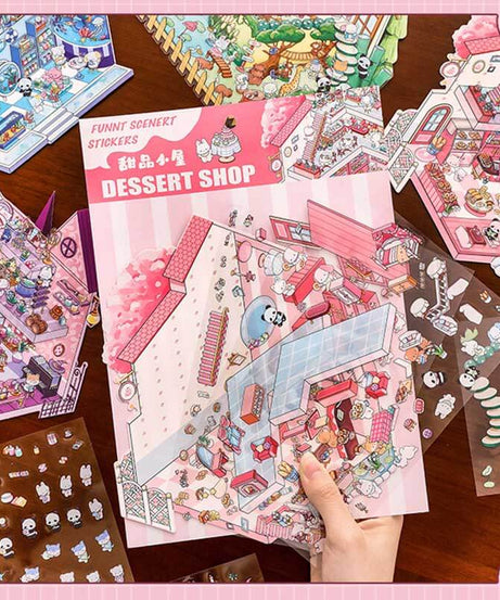 Wonder Spots DIY 3D Scene Stickers 4 Cute Miniature Scenes