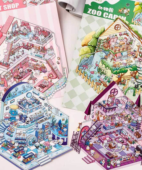 Wonder Spots DIY 3D Scene Stickers 4 Cute Miniature Scenes