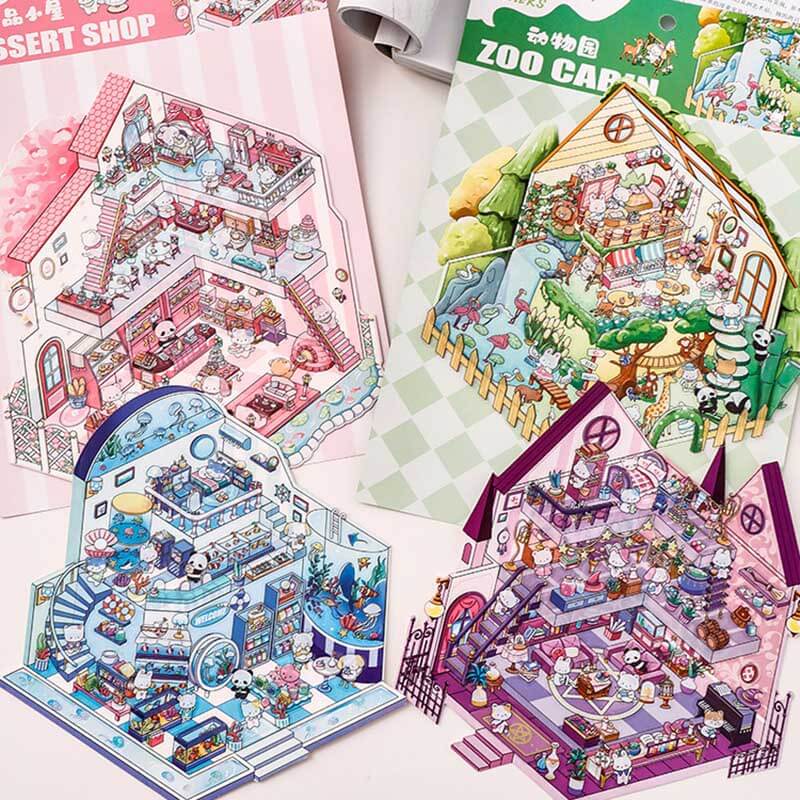 Wonder Spots DIY 3D Scene Stickers 4 Cute Miniature Scenes