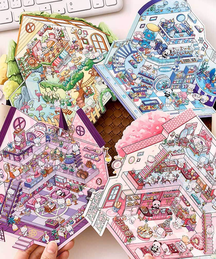 Wonder Spots DIY 3D Scene Stickers 4 Cute Miniature Scenes
