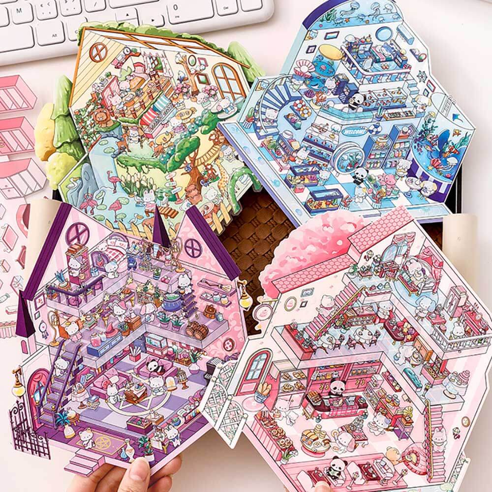Wonder Spots DIY 3D Scene Stickers 4 Cute Miniature Scenes
