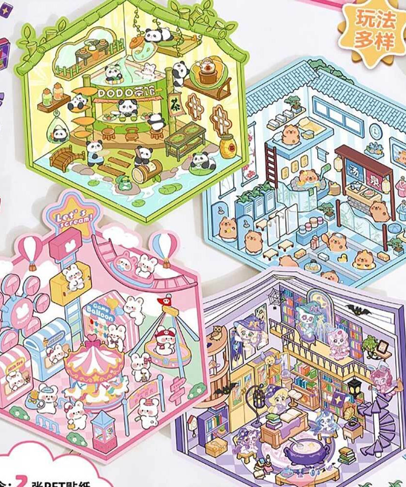 Wonderful Shop DIY 3D Scene Stickers 4 Cute Miniature Scenes
