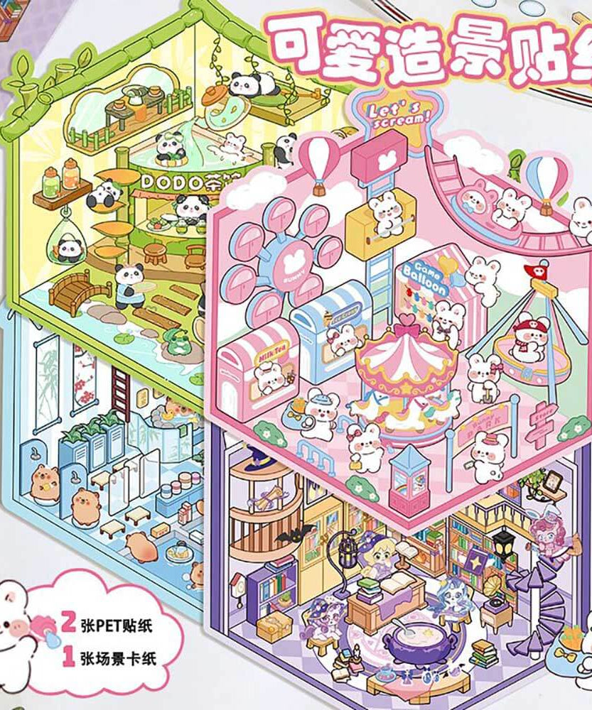 Wonderful Shop DIY 3D Scene Stickers 4 Cute Miniature Scenes