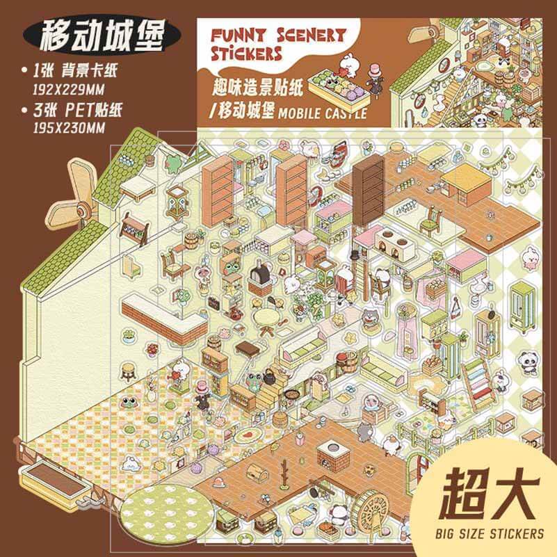 Wonderland Series DIY 3D Scene Stickers 4 Cute Miniature Scenes
