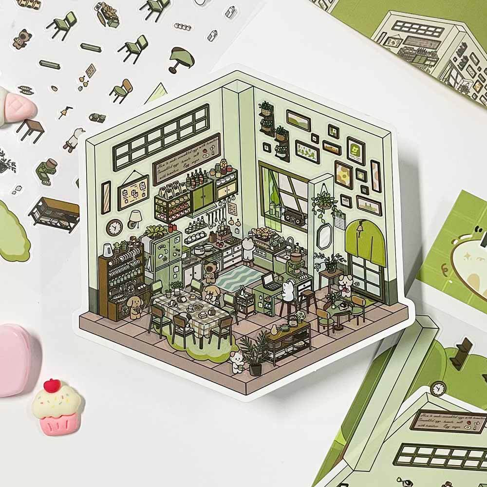 Life Party Series Scene Stickers 4 Cute Miniature Scenes