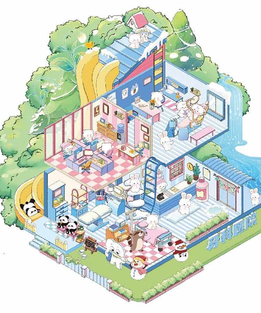 Grand Villa DIY 3D Scene Stickers - 4 Lovely Miniature Scenes