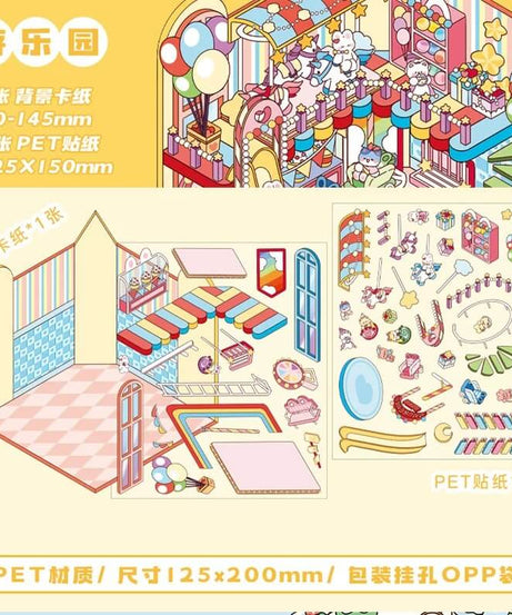 Magic Party Collection Scene Stickers - 4 Cute Miniature Scenes