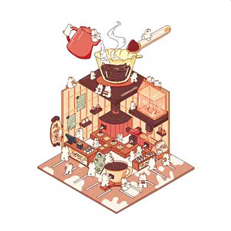 Bunny Beanie's Shop DIY 3D Scene Stickers - 4 Cute Miniature Scenes