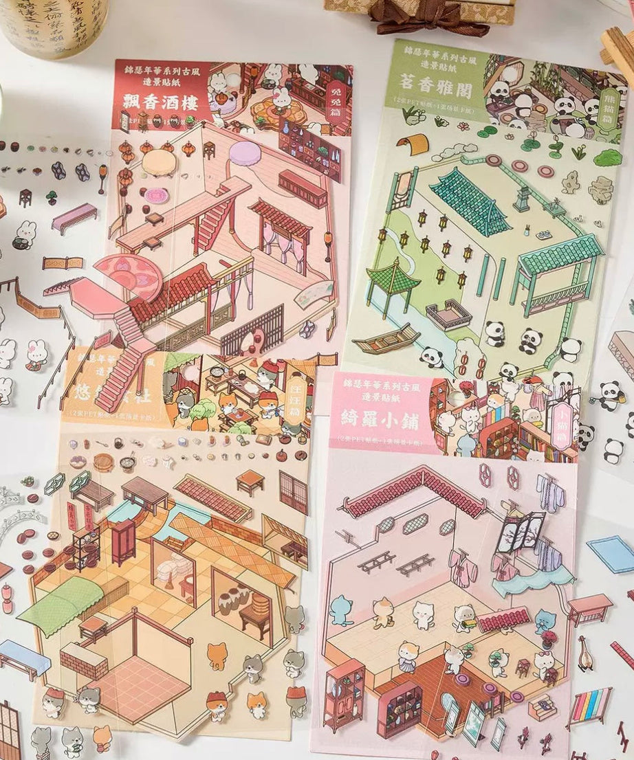 Kinsale Collection DIY 3D Scene Stickers - 4 Lovely Miniature Scenes